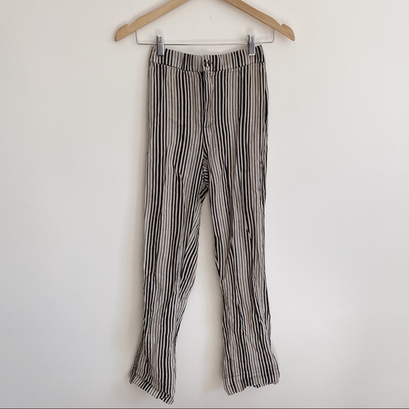 Brandy Melville Pants - Brandy Melville Tilden Pants Black and White Stripped Button Zip Up Trousers